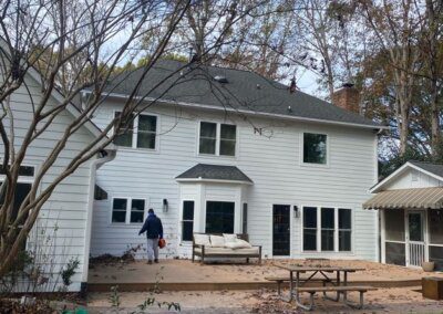 before image of the back side of a house in Matthews, NC before getting new James Hardie siding