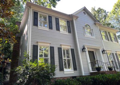 Front of a house after Southern home Services installed new James Hardie siding, panels, and trim, in Matthews, NC