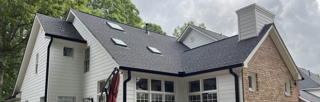 new asphalt roof after roof repairs in Charlotte, North Carolina