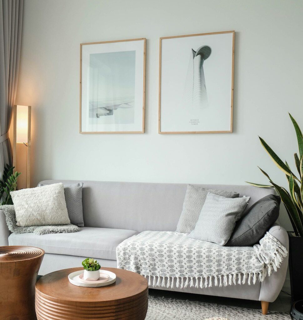 Home with light green interior paint finishes.