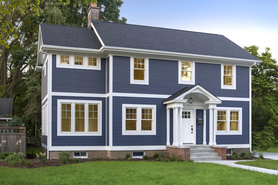Blue siding on a Charlotte exterior 