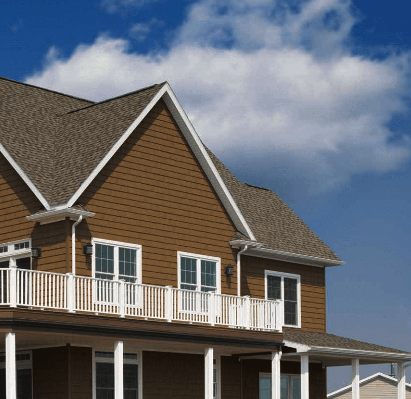 Fresh brown siding on Huntersville home