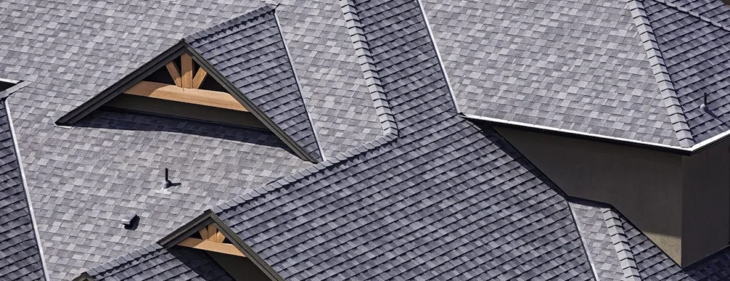 close view of asphalt shingles on home roof