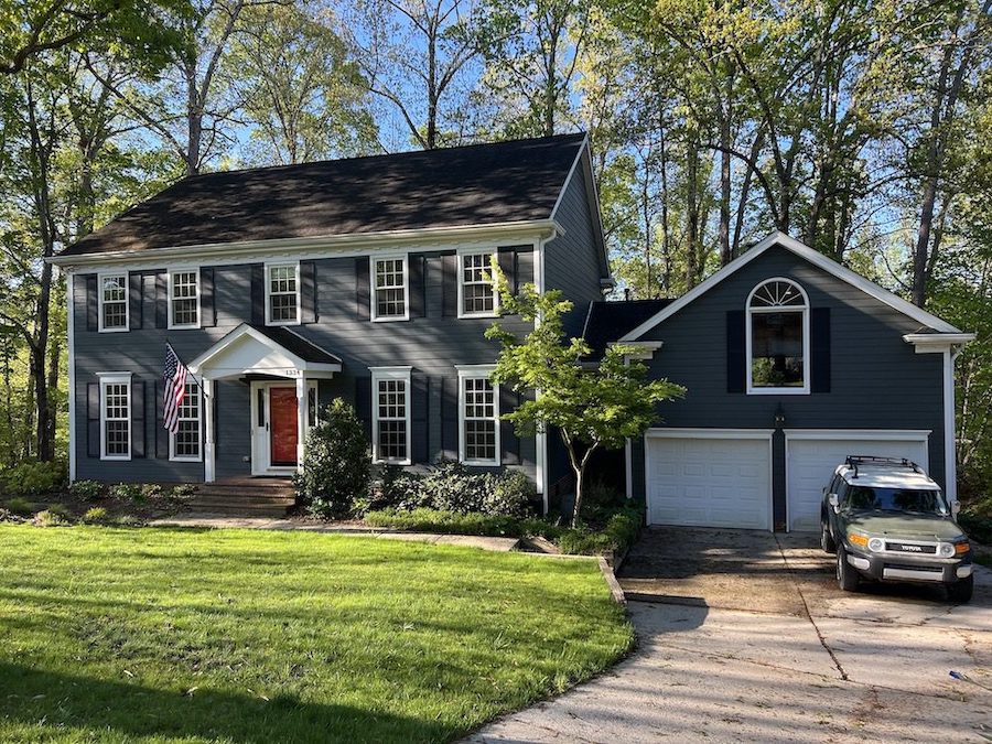 Blue siding on home exterior