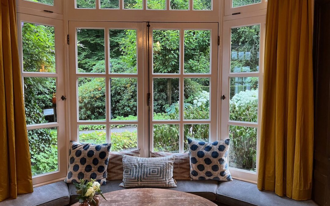 Energy-efficient replacement windows installed on a home